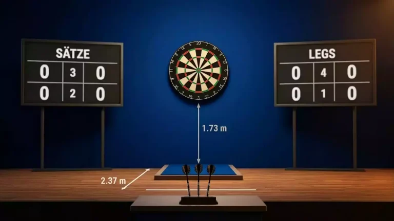 Anzeigetafel im Vergleich zwischen einem Set-Format-Match und einem Leg-Format-Match auf der PDC-Bühne