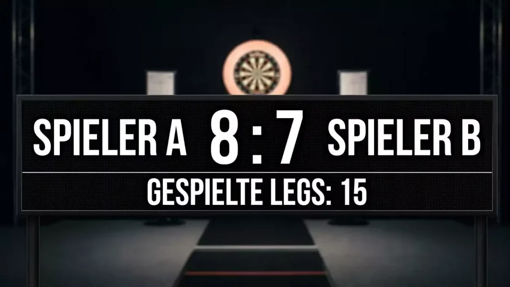Match-Übersicht mit Leg-Stand und Totals-Linie eines PDC-Matches