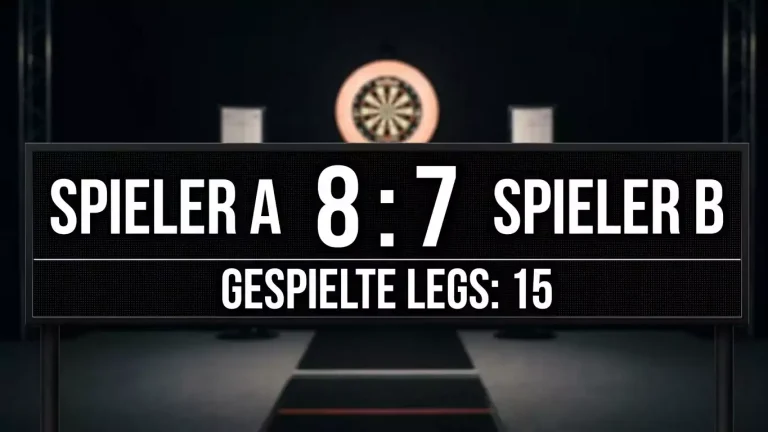 Match-Übersicht mit Leg-Stand und Totals-Linie eines PDC-Matches